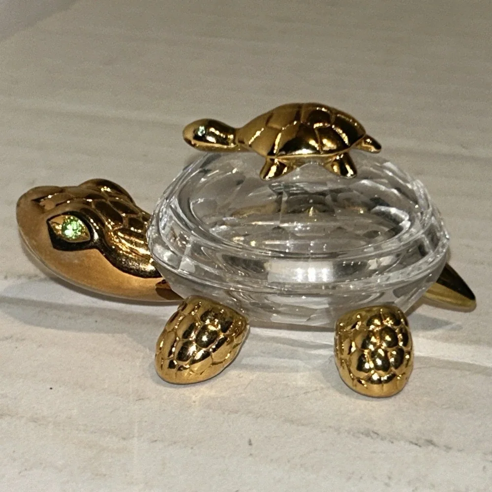 Swarovski Crystal Turtle Figurine Small Jewelry Box